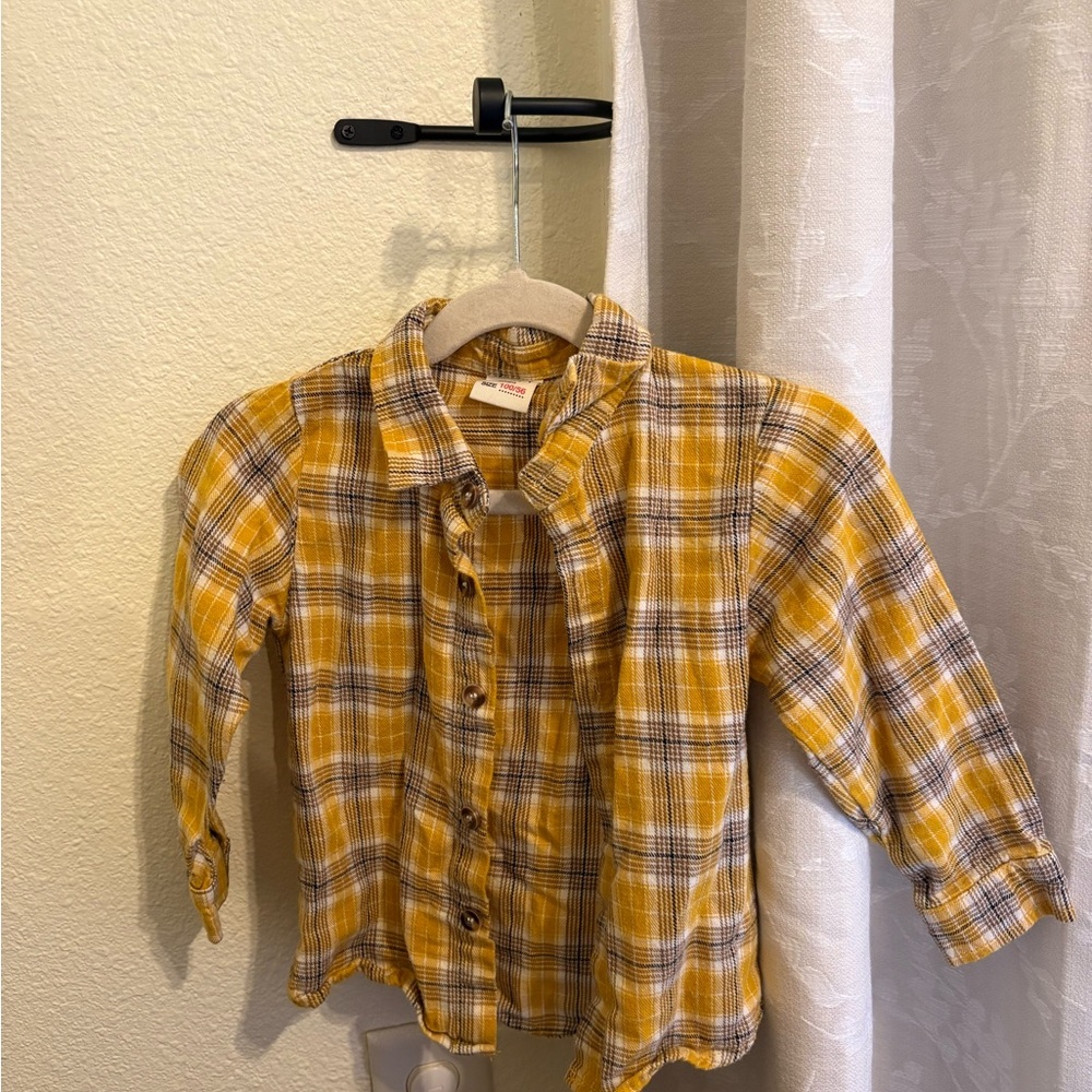 Yellow Plaid Kids Shirt